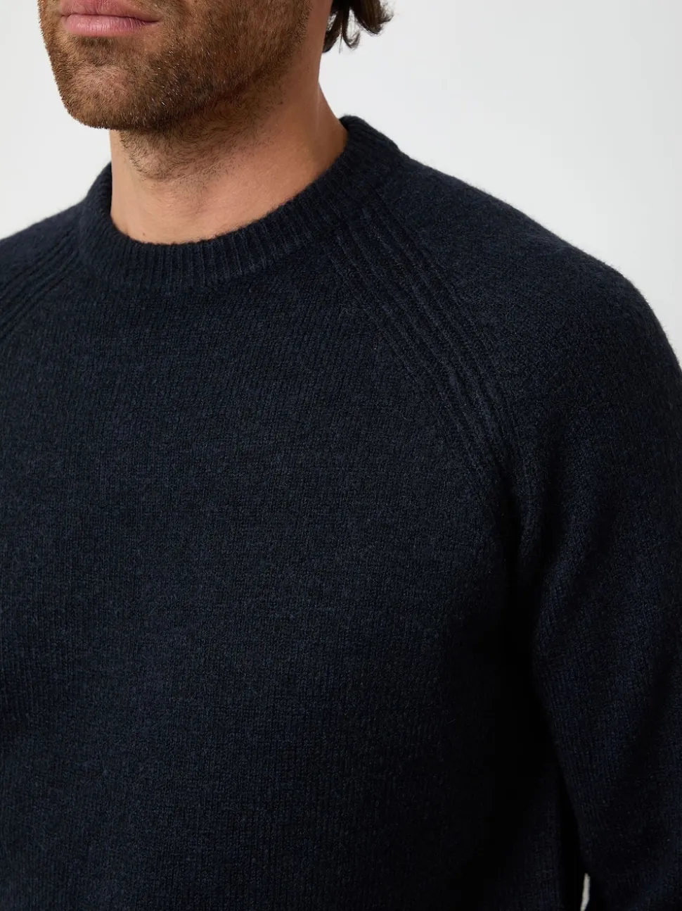Threadbare Blue Raglan Rib Knitted Crew Neck Jumper