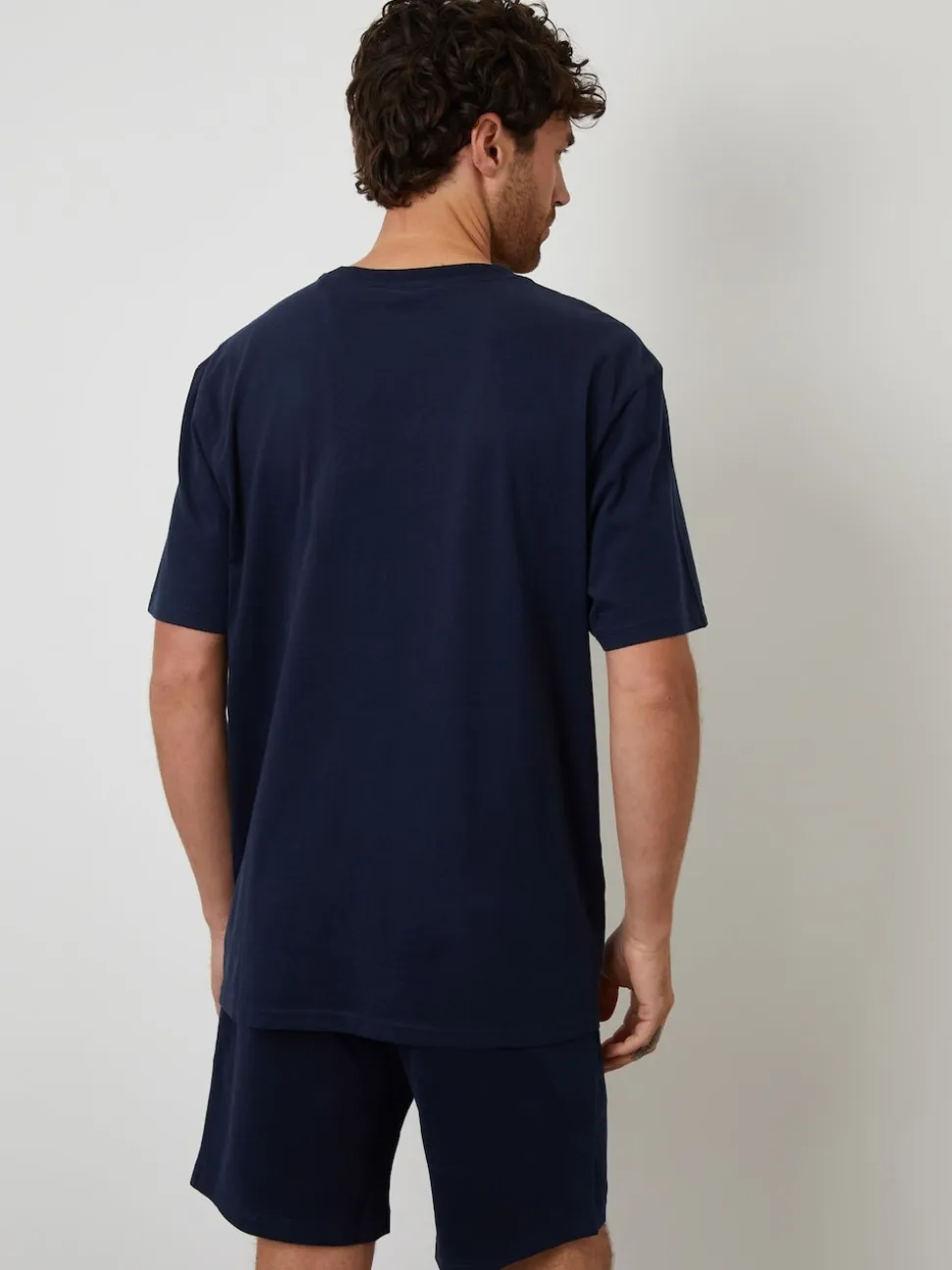 Threadbare Blue Relaxed Fit Peached Cotton Shortie Lounge Set