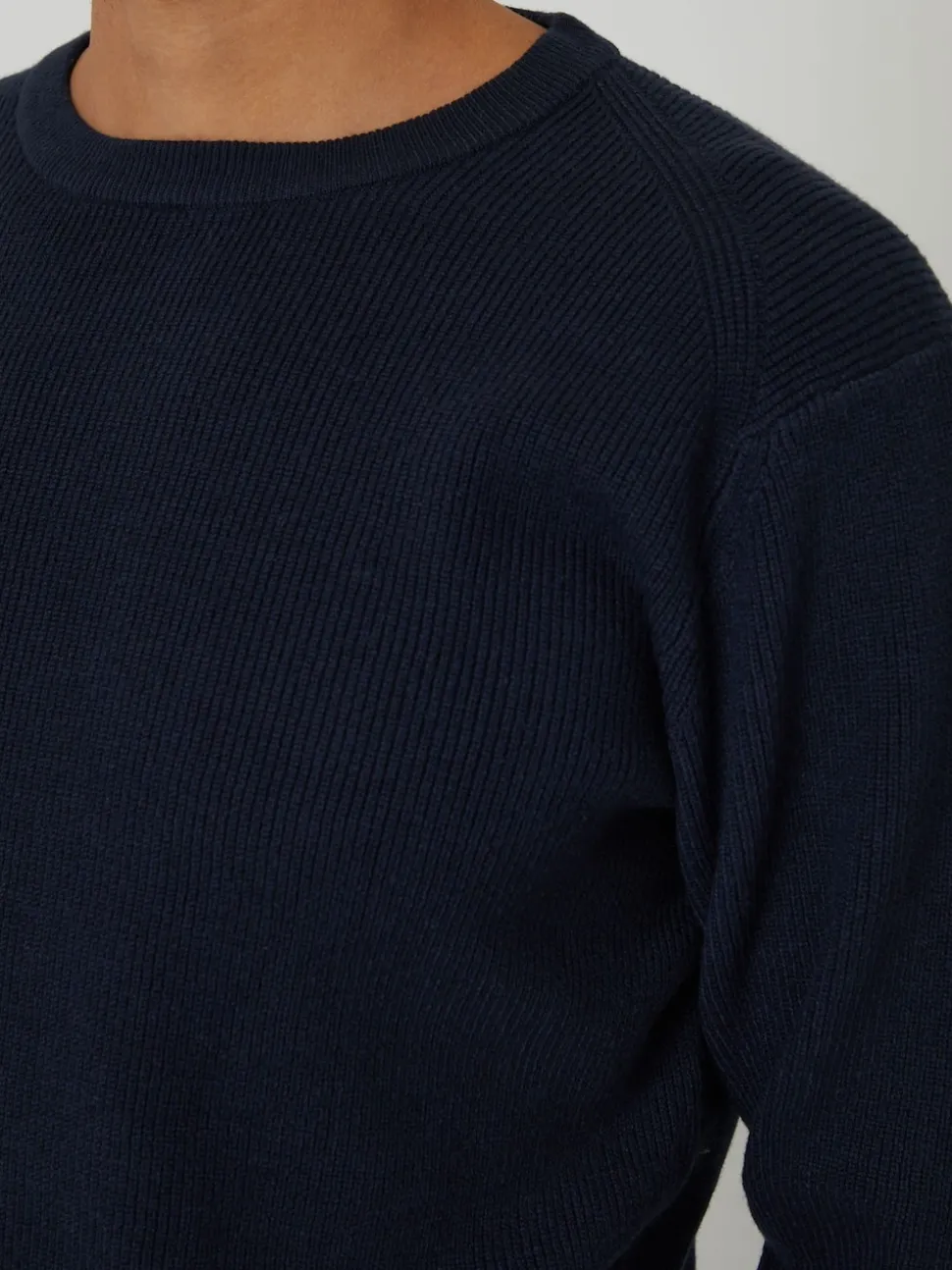 Threadbare Blue Rib Knit Crew Neck Jumper
