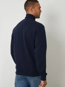 Threadbare Blue Textured Quarter Zip Sweatshirt