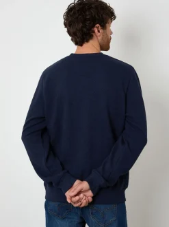 Threadbare Blue Textured Crew Neck Sweatshirt