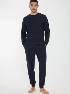 Threadbare Blue Waffle Textured Fleece Loungewear Set