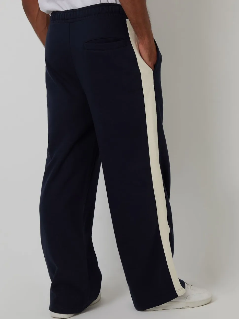 Threadbare Blue Wide Leg Side Stripe Joggers