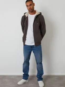 Threadbare Brown Borg Lined Zip-Through Hoodie