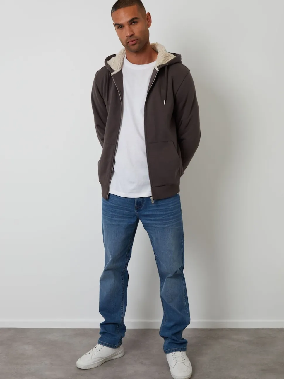 Threadbare Brown Borg Lined Zip-Through Hoodie