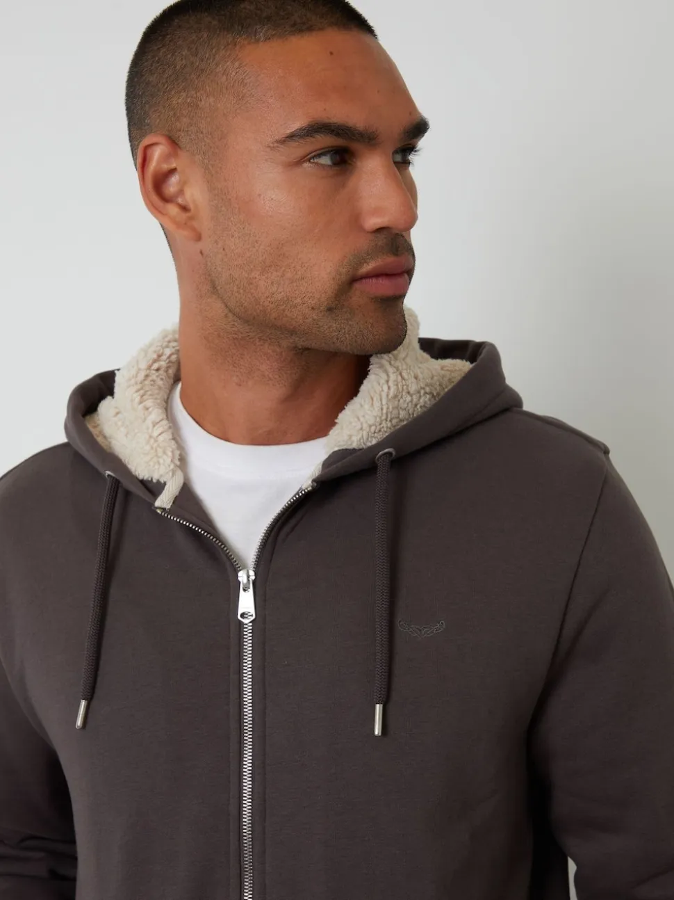 Threadbare Brown Borg Lined Zip-Through Hoodie