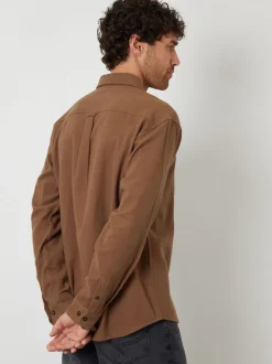 Threadbare Brown Cotton Flannel Relaxed Fit Shirt