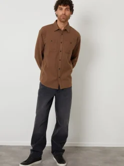 Threadbare Brown Cotton Flannel Relaxed Fit Shirt