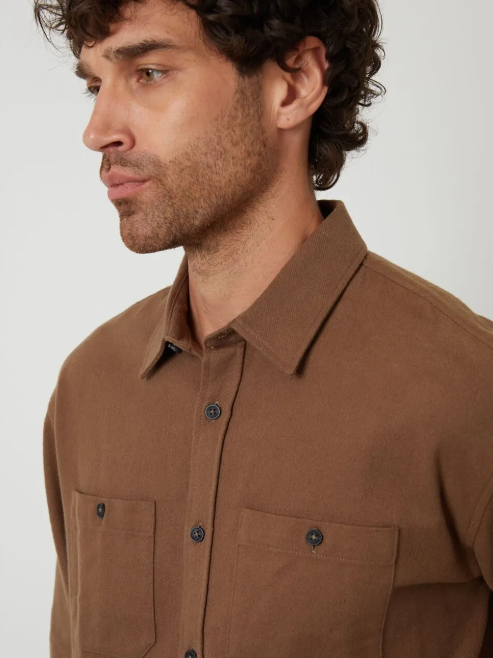 Threadbare Brown Cotton Flannel Relaxed Fit Shirt