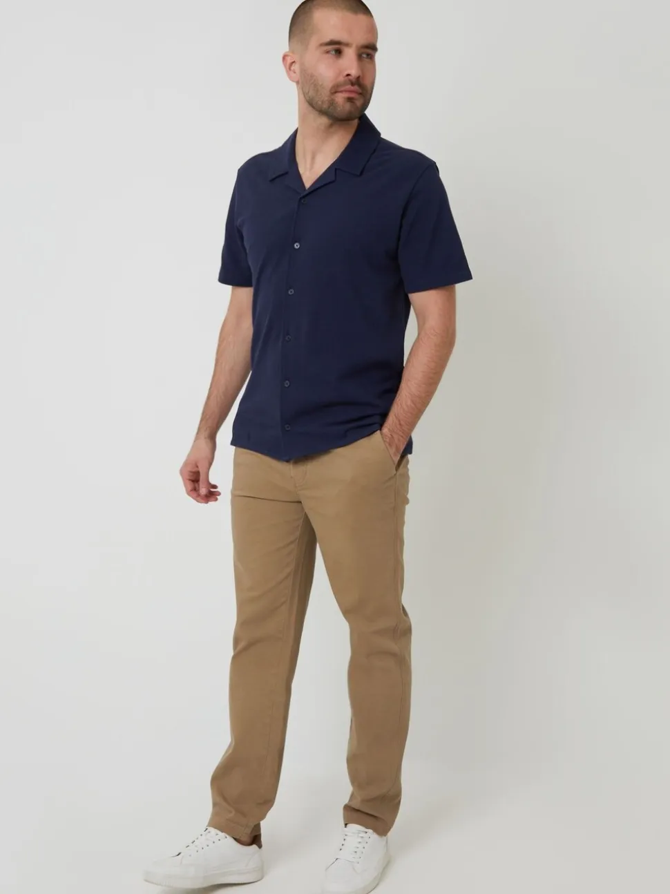 Threadbare Brown Elasticated Waist Regular Fit Chino Trousers