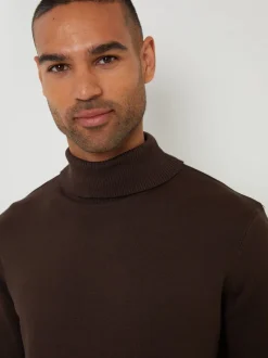 Threadbare Brown Knitted Roll Neck Jumper