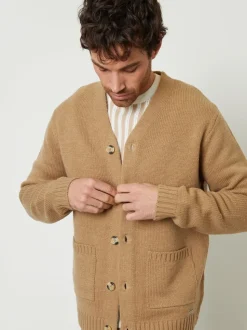Threadbare Brown Knitted V-Neck Cardigan