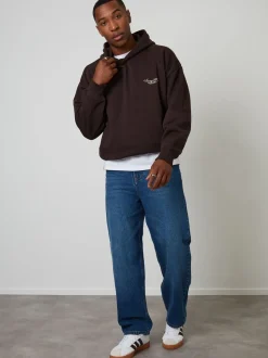 Threadbare Brown Relaxed Fit Graphic Print Hoodie