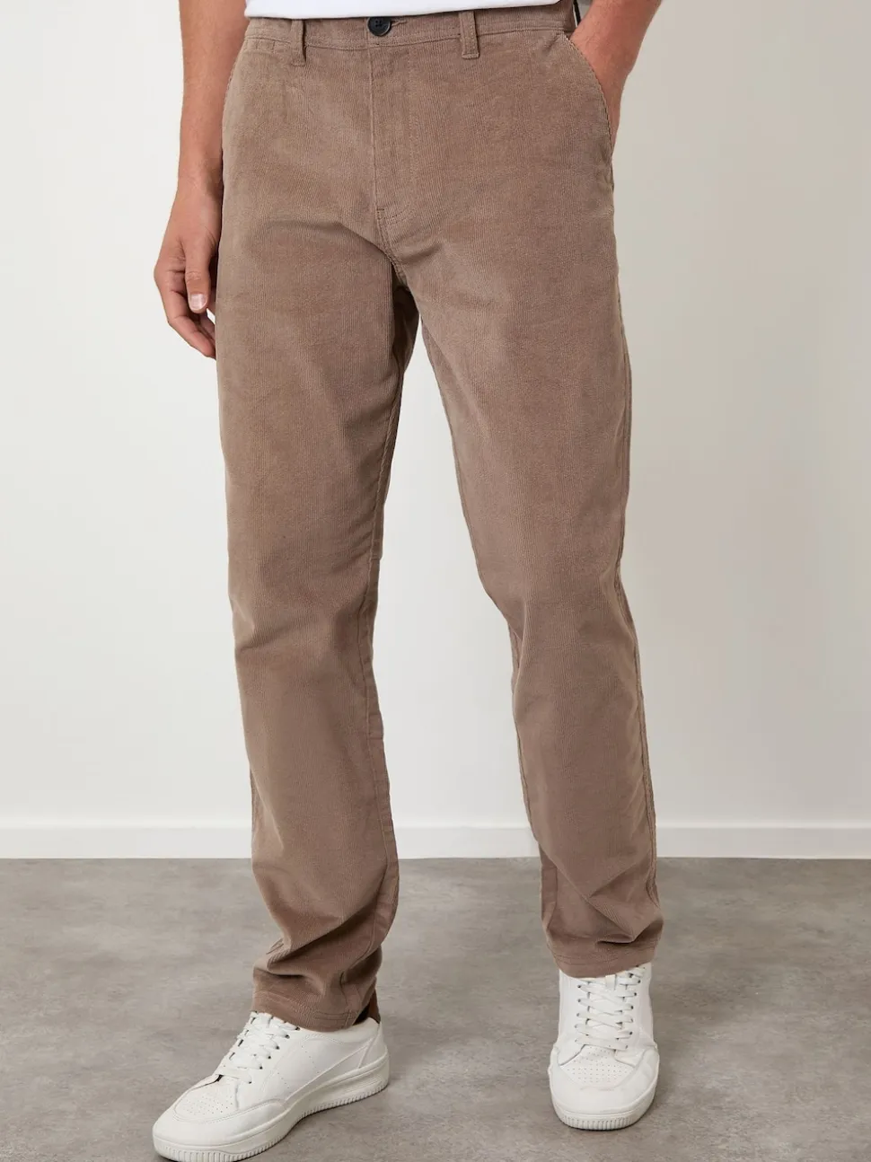 Threadbare Brown Straight Leg Stretch Corduroy Trousers