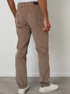Threadbare Brown Straight Leg 5 Pocket Stretch Corduroy Trousers