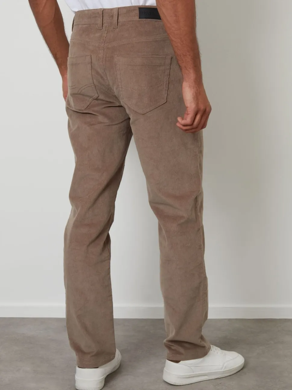 Threadbare Brown Straight Leg 5 Pocket Stretch Corduroy Trousers