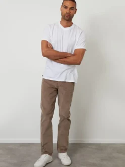 Threadbare Brown Straight Leg 5 Pocket Stretch Corduroy Trousers