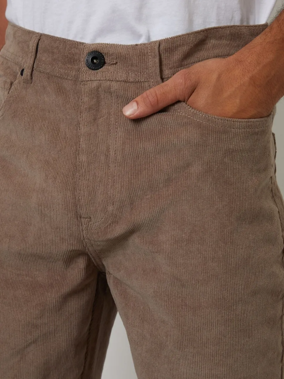 Threadbare Brown Straight Leg 5 Pocket Stretch Corduroy Trousers