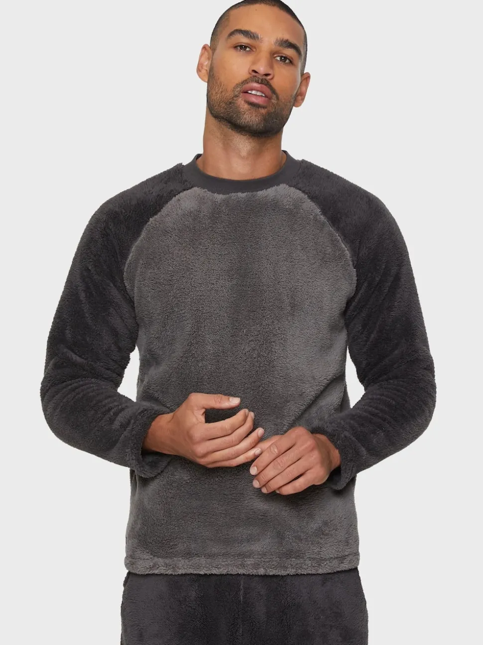 Threadbare Charcoal Borg Pyjamas Set