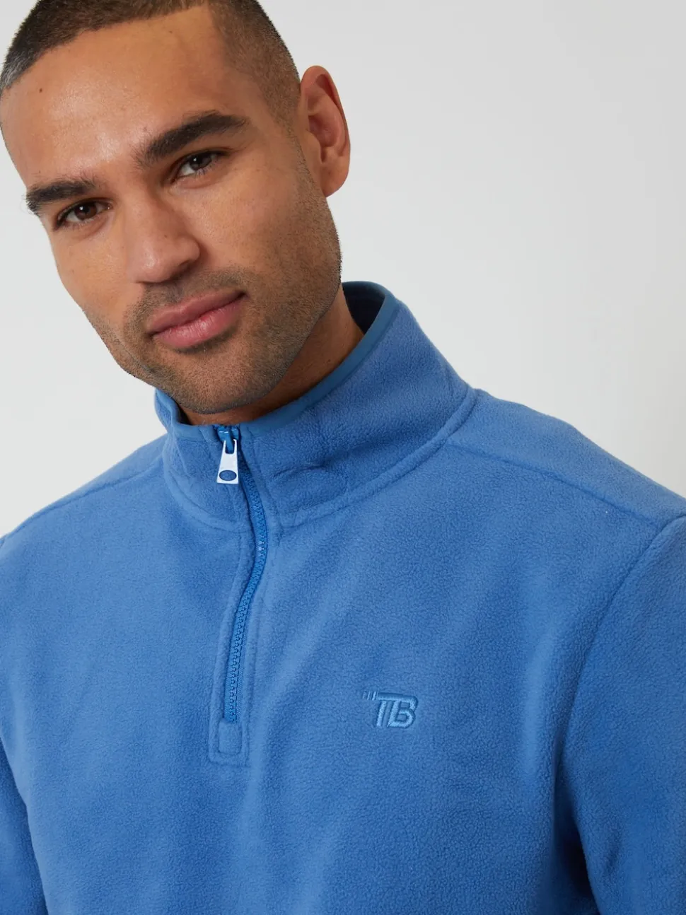 Threadbare Cobalt Quarter Zip Microfleece Sweatshirt
