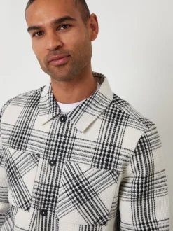 Threadbare Cream Check Waffle Textured Shacket