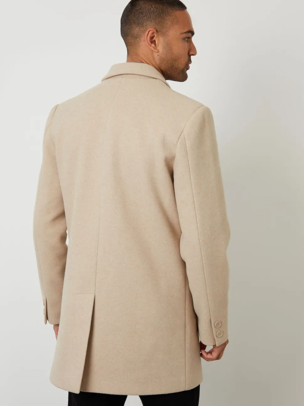 Threadbare Cream Faux Wool Overcoat