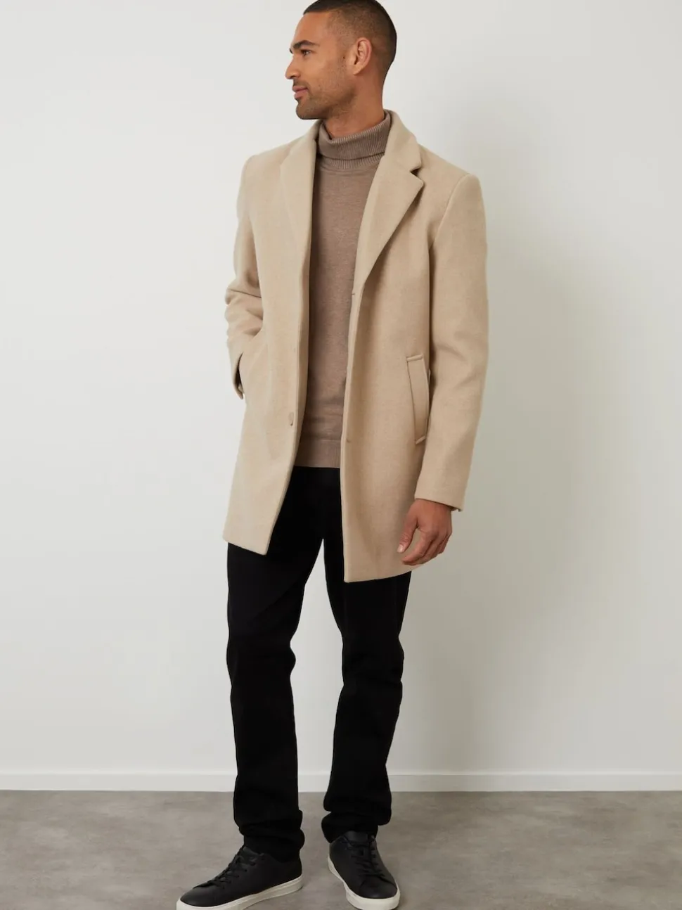 Threadbare Cream Faux Wool Overcoat
