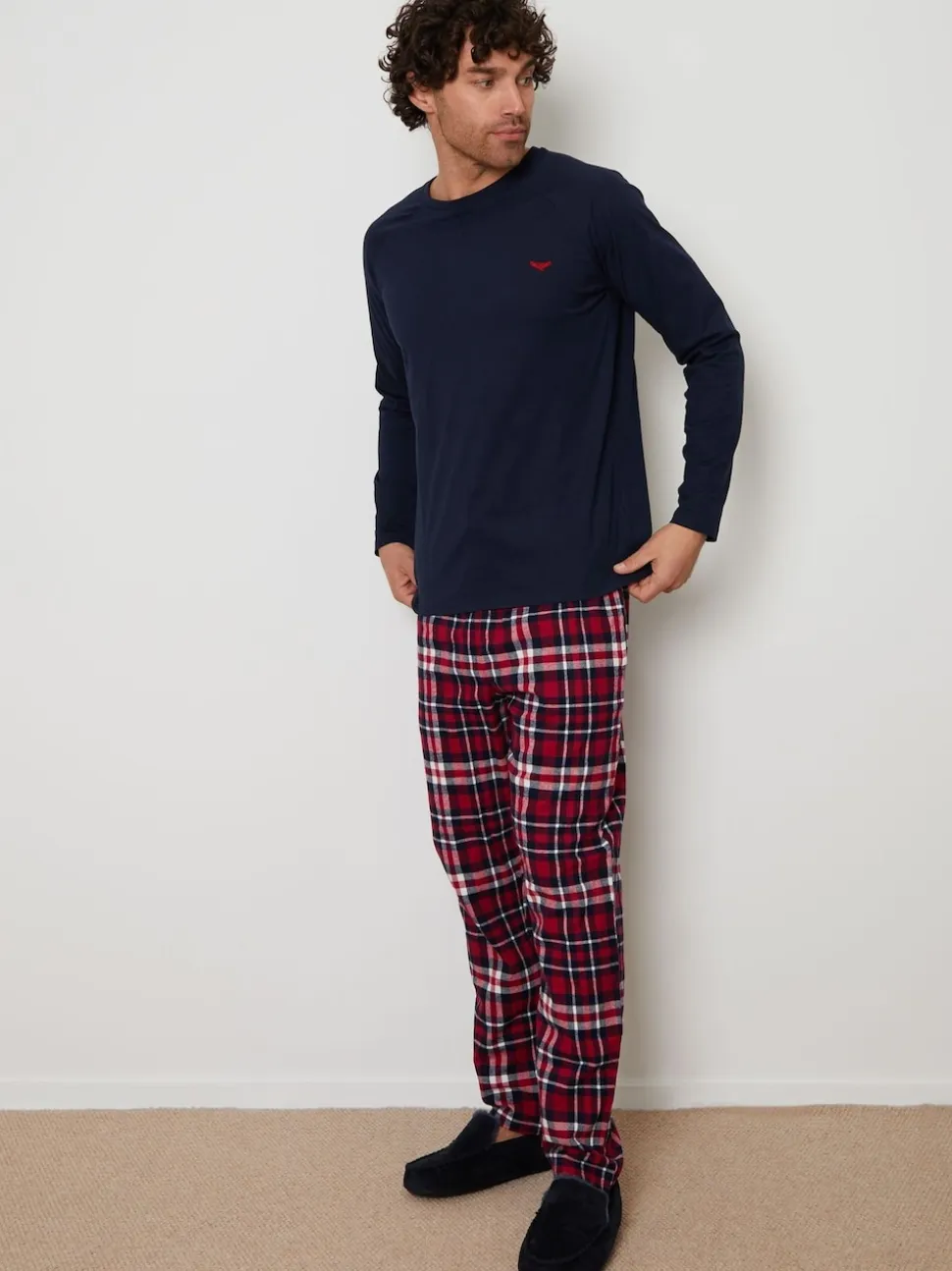 Threadbare Dark Blue Blend Long Sleeve Pyjamas Set