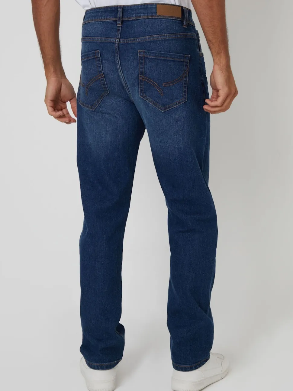 Threadbare Dark Blue Straight Fit Jeans With Stretch