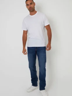 Threadbare Dark Blue Straight Fit Jeans With Stretch