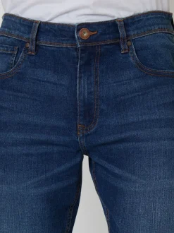 Threadbare Dark Blue Straight Fit Jeans With Stretch