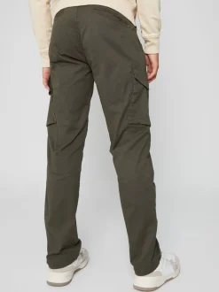 Threadbare Green Cotton Cargo Trousers With Stretch