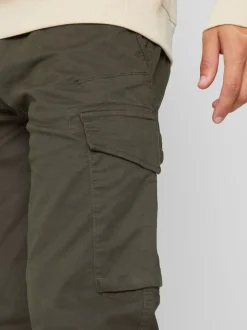 Threadbare Green Cotton Cargo Trousers With Stretch