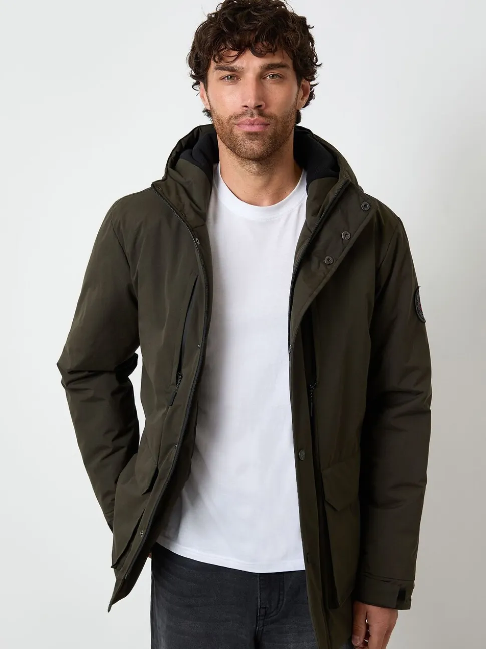 Threadbare Green Showerproof Padded Hooded Coat