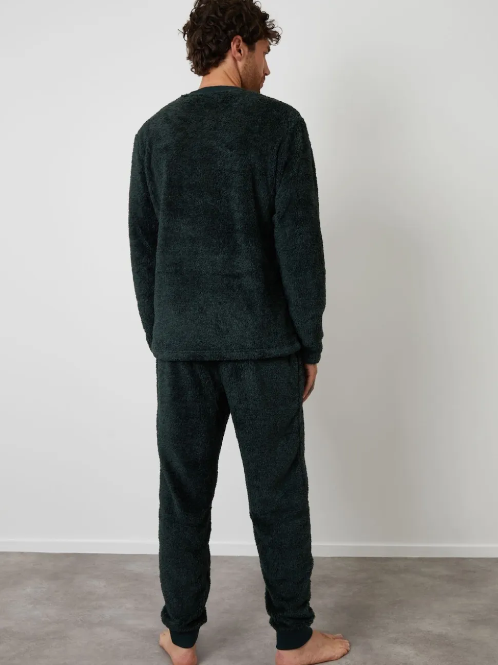 Threadbare Green Two Tone Borg Loungewear Set