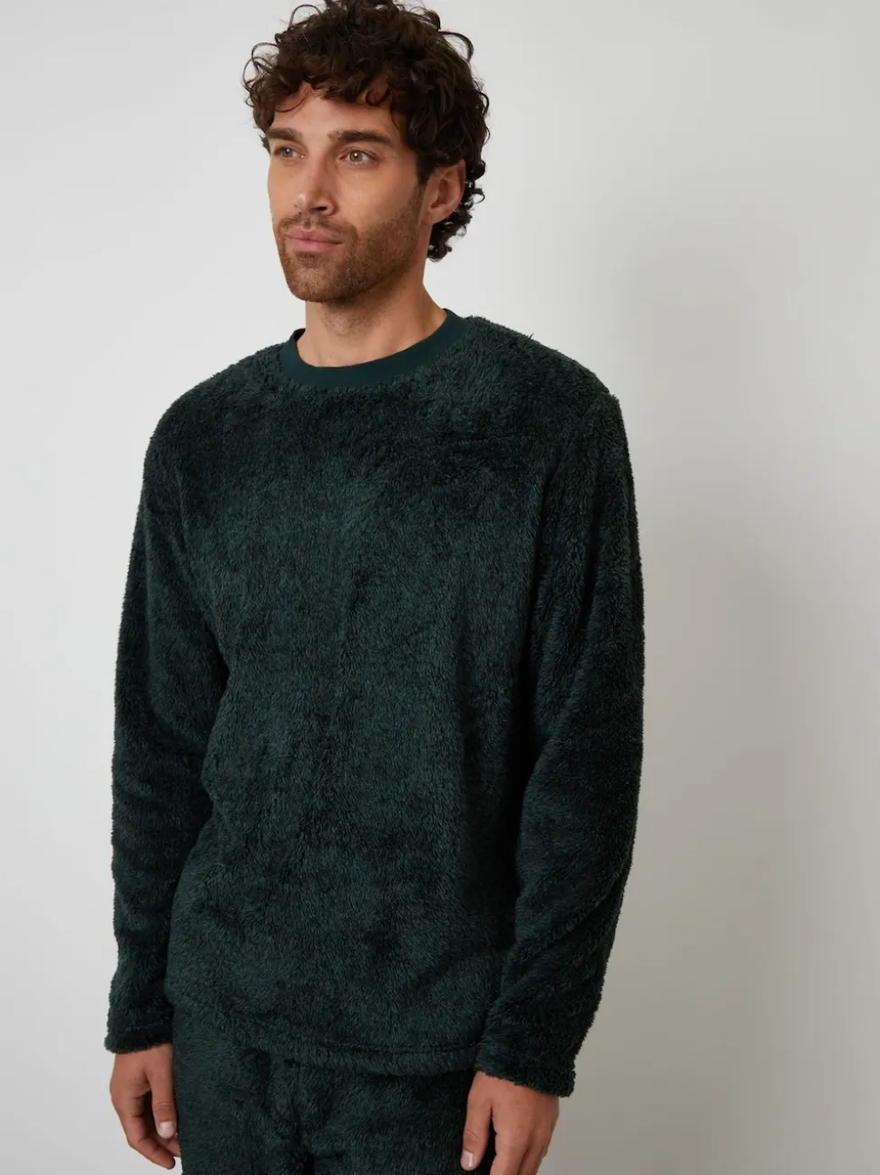 Threadbare Green Two Tone Borg Loungewear Set