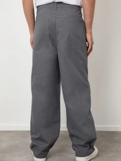 Threadbare Grey Baggy Fit 5 Pocket Chino Trousers