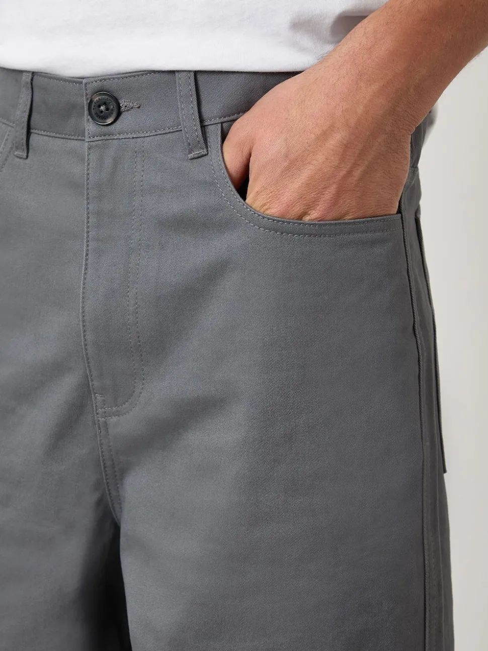 Threadbare Grey Baggy Fit 5 Pocket Chino Trousers