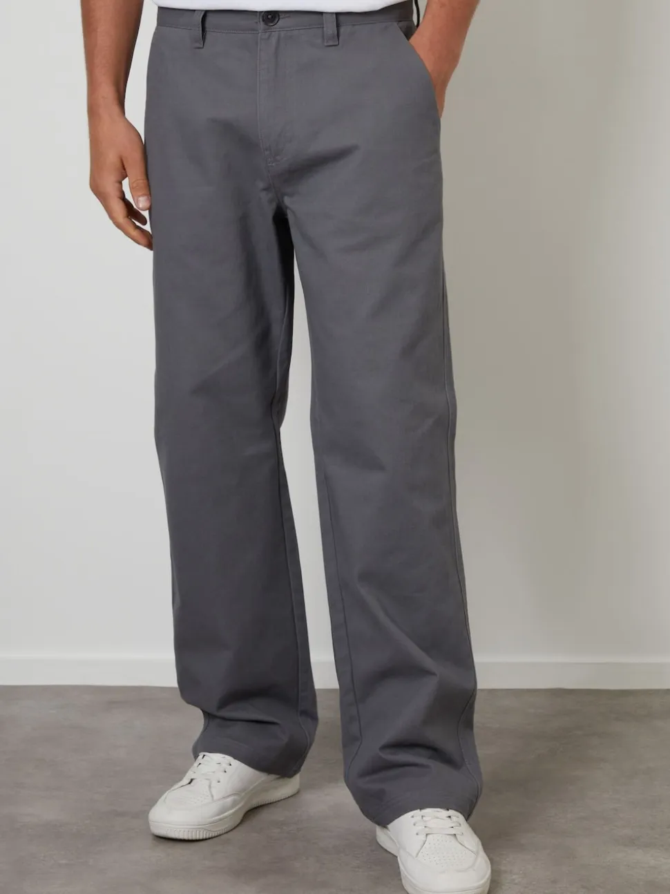 Threadbare Grey Baggy Fit Chino Trousers