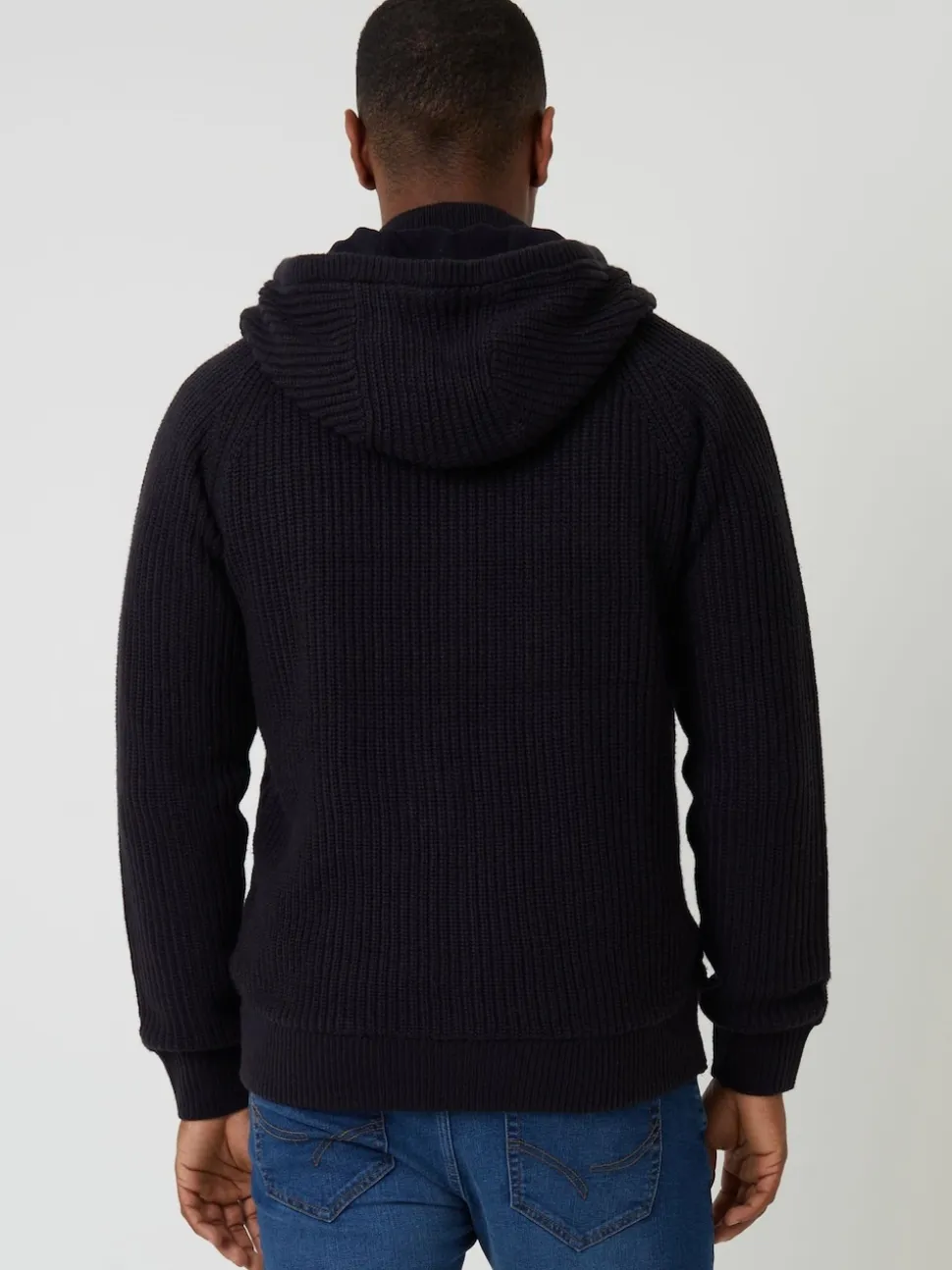 Threadbare Grey Cable Knit Microfleece Lined Zip Through Hoodie