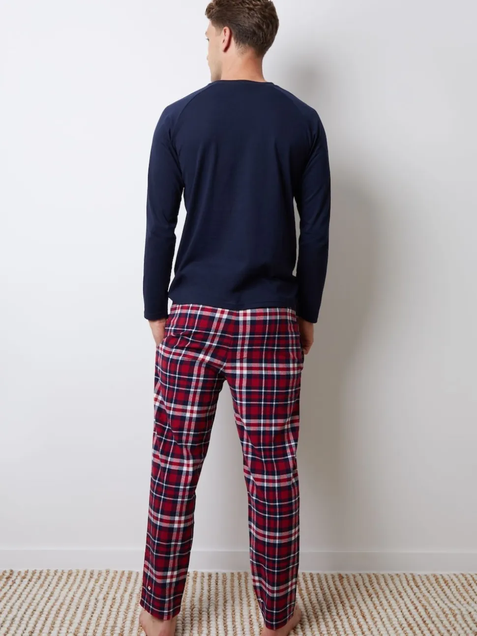 Threadbare Grey Check Long Pyjamas Set 2 Pack