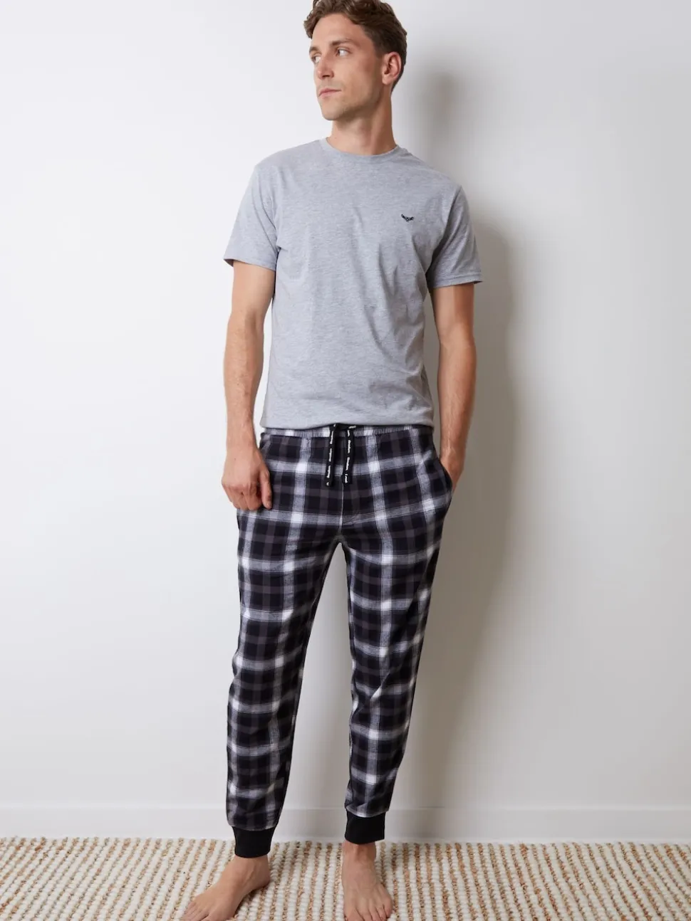 Threadbare Grey Check Pyjamas Set