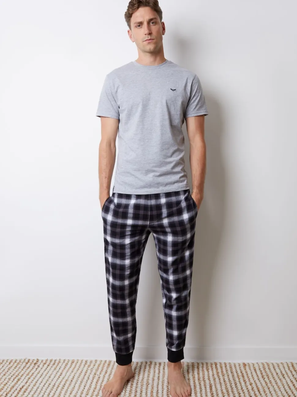 Threadbare Grey Check Pyjamas Set
