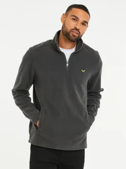 Threadbare Grey Chrome Quarter Zip Fleece Sweatshirt