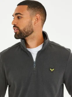 Threadbare Grey Chrome Quarter Zip Fleece Sweatshirt