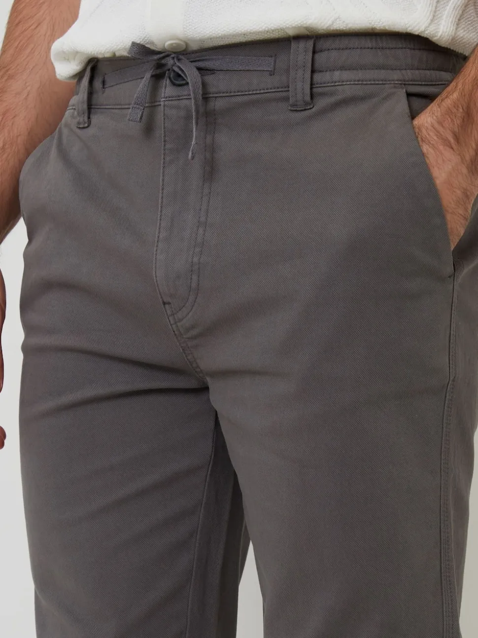 Threadbare Grey Elasticated Waist Regular Fit Chino Trousers