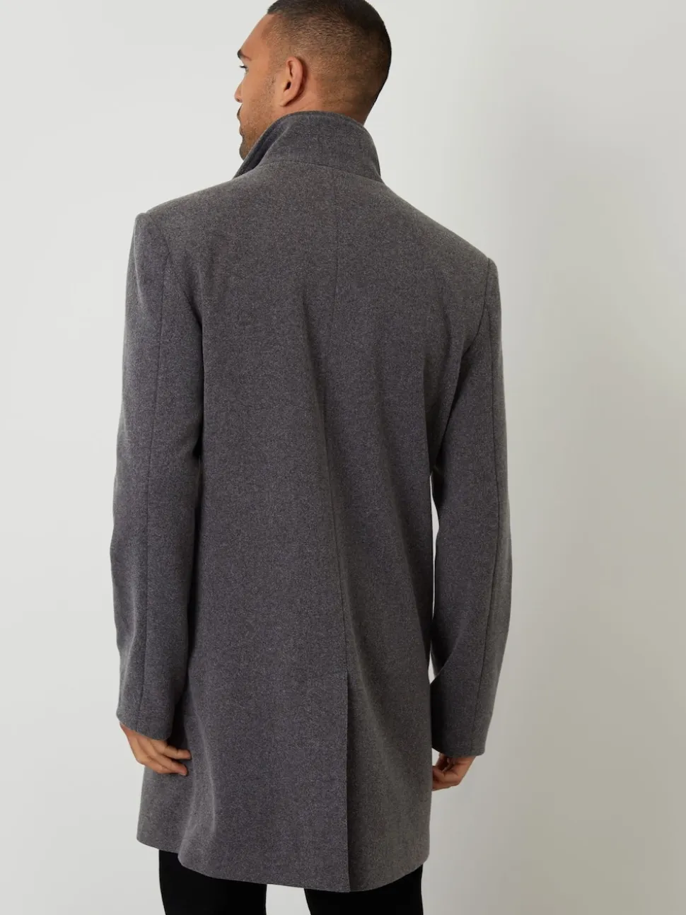 Threadbare Grey Faux Wool Mock Layer Longline Utility Coat