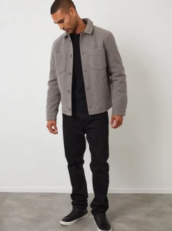 Threadbare Grey Faux Wool Button Up Quilted Shacket
