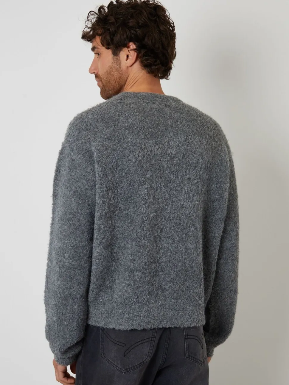 Threadbare Grey Fluffy Knit Crew Neck Jumper