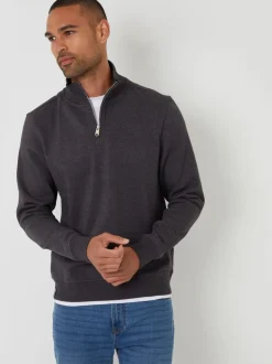 Threadbare Grey Mock T-Shirt Quarter Zip Sweatshirt